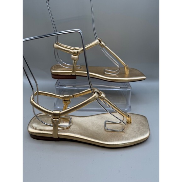 Marc Fisher LTD Maycee Womens Thong Gold Leather Size 6.5 Open Toe Casual - Picture 3 of 7